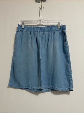 Harper Light Blue Denim Skirt with Pink Label